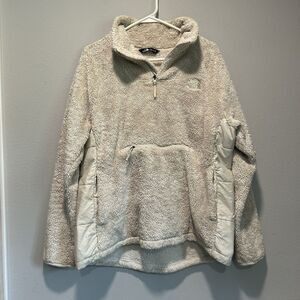 The North Face Womens Pullover XL Beige Sherpa Pockets Kangaroo Pocket Soft